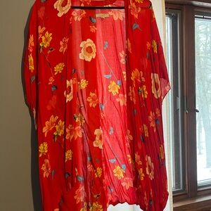 LOFT Red Floral Kimono
